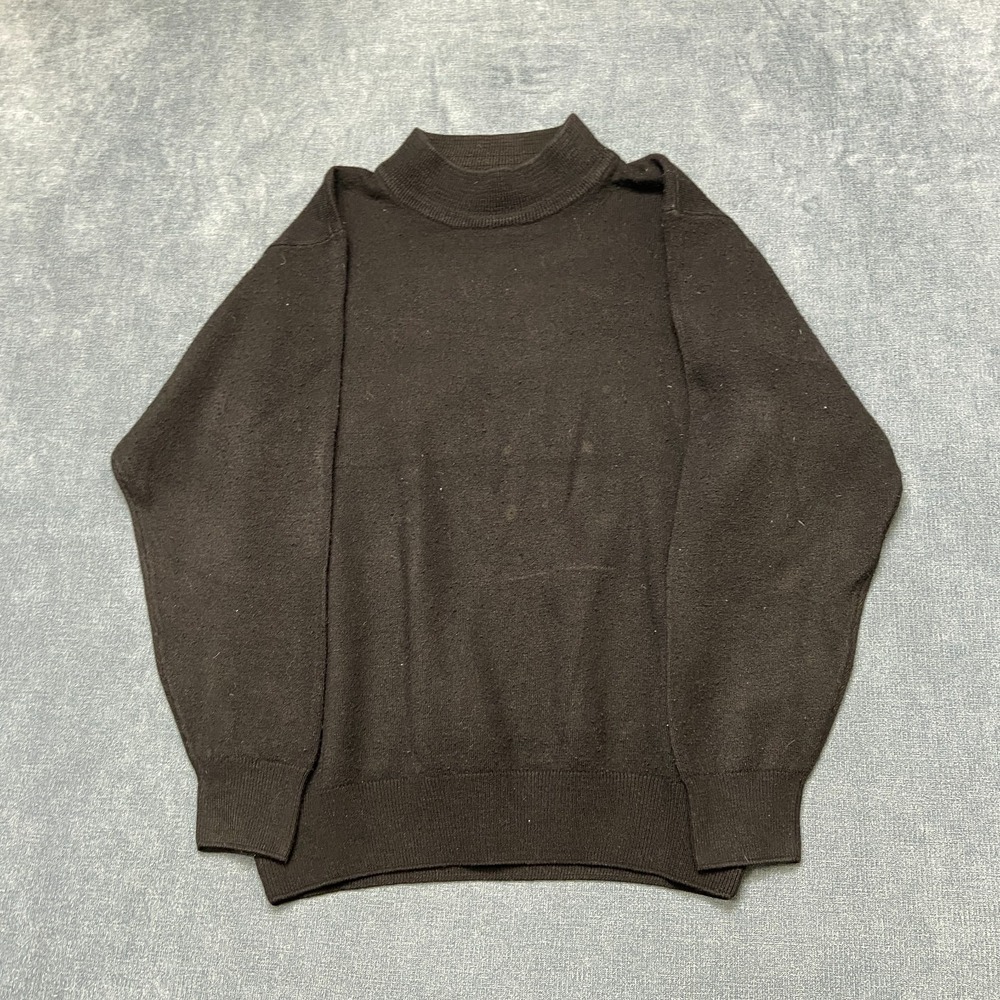 VTG Luka Sweater Mens Medium Black Knit Cashmere Mock Neck Classic Minimalist